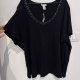 Czarna bluzka z koralikami Crystal Koble 5X Plus Size oversize tunika 9XL / 58 / 30