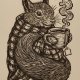 Wiewiórka, wiewióra Jesieniara - Linoryt, ilustracja, grafika, obrazek, obraz, sztuka, plakat, dekoracje