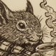 Wiewiórka, Wiewióra Jesieniara - oprawione passe-partout - Linoryt, ilustracja, grafika, obrazek, obraz, sztuka, plakat, dekoracje