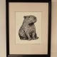 Kapibara - oprawione passe-partout - Linoryt, ilustracja, grafika, obrazek, obraz, sztuka, plakat, dekoracje