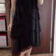 SLNY Czarna Sukienka Tiulowa Warstwowa Plus Size 24W z Koronką 6XL / 52 / 24