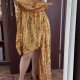 XPlusWear Złota Sukienka Cekinowa One Shoulder Plus Size 5XL / 50 / 22