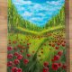 NASTROJOWY PEJZAŻ MALOWANY NA PŁÓTNIE - "WŚRÓD KARMINOWYCH MAKÓW" 40x30cm