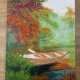 NASTROJOWY PEJZAŻ MALOWANY NA PŁÓTNIE - "ZATOKA WSPOMNIEŃ" 40x30cm