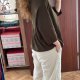 Avenue Brązowy Sweter z Ozdobnym Dekoltem Plus Size  5XL / 50 / 22