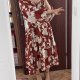 BloomChic Bordowa Sukienka w Białe Kwiaty Plus Size US 9XL / 58 / 30