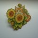 METALOWA EMALIOWANA PIN PRZYPINKA RUDY KOT KOTEK W SŁONECZNIKACH