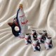 Vintage komplet do nalewek "Ryba" z 6 kieliszkami – porcelana Polonne, lata 60./70.