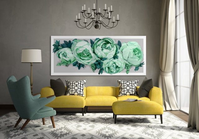OBRAZ NA PŁÓTNIE 150x60cm PIWONIE 03-23
