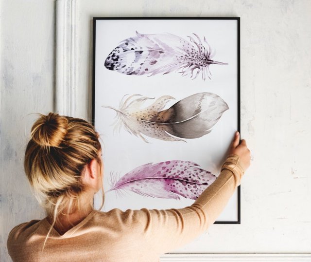Plakat boho pióra, piórka 70x100 cm