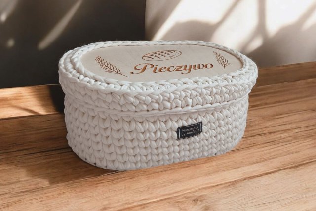 Koszyk na pieczywo handmade kremowy
