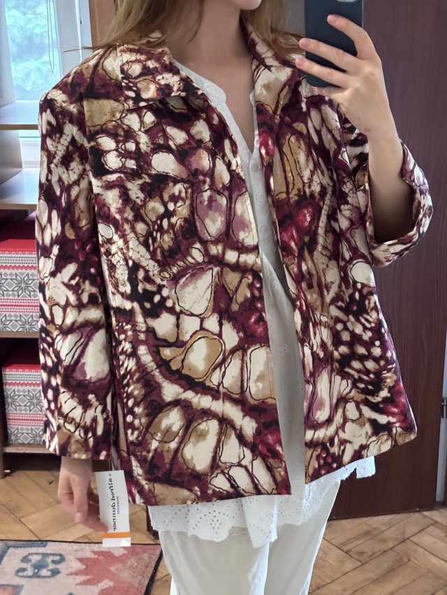 Wzór marmurkowy marynarka Alfred Dunner 24W Plus Size krótki rękaw oversize  6XL / 52 / 24