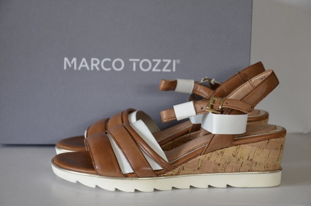 Marco Tozzi koturny sandały 37 skóra naturalna