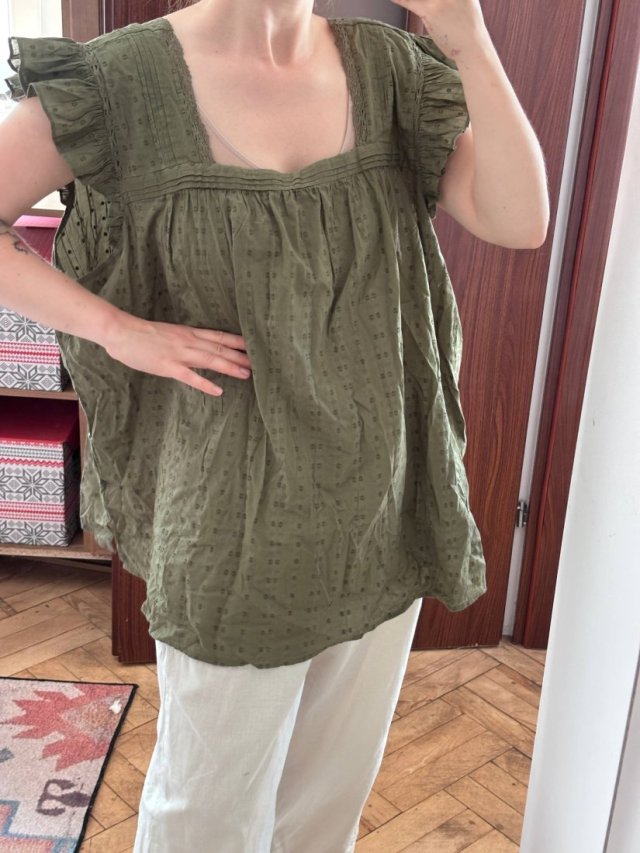 Khaki top bez rękawów Lane Bryant 28 Plus Size koronkowe ramiączka 8XL / 56 / 28