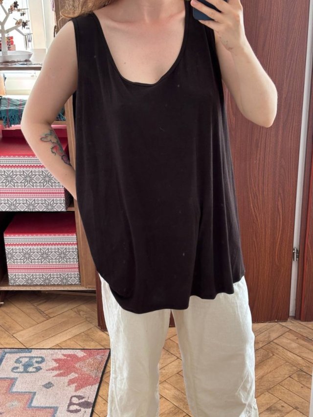 Terra & Sky Czarny Top Bez Rękawów Plus Size 8XL / 56 / 28