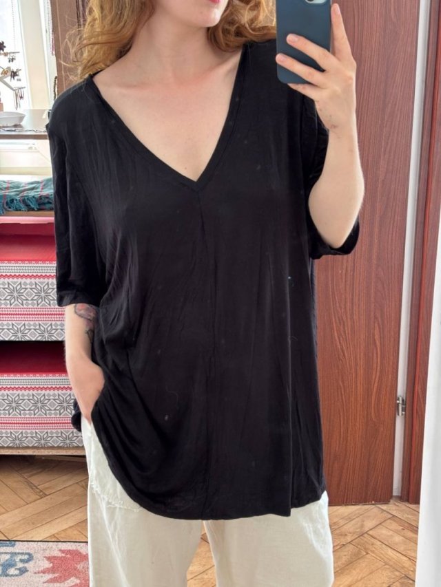 Lane Bryant Czarna Bluzka z Ozdobnymi Ramiączkami Plus Size 26/28 8XL / 56 / 28