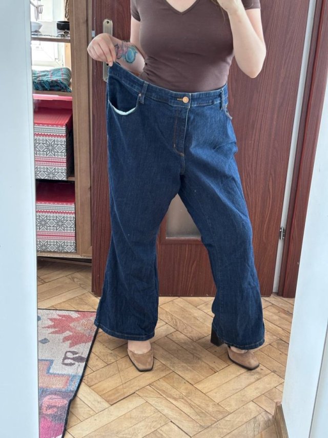 Ava & Viv Granatowe Jeansy High Rise Flare Plus Size  7XL / 54 / 26