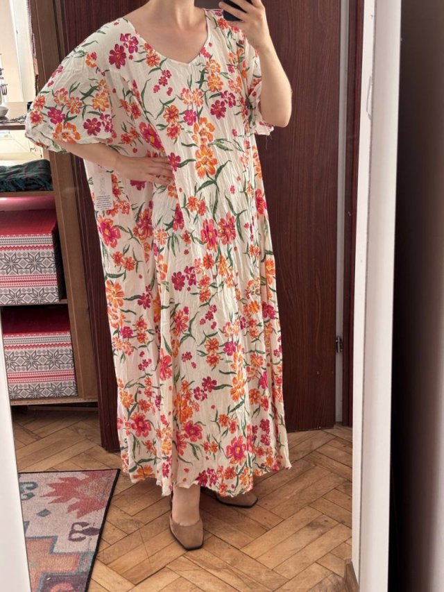 Woman Within Kolorowa Sukienka w Kwiaty Plus Size  9XL / 58 / 30