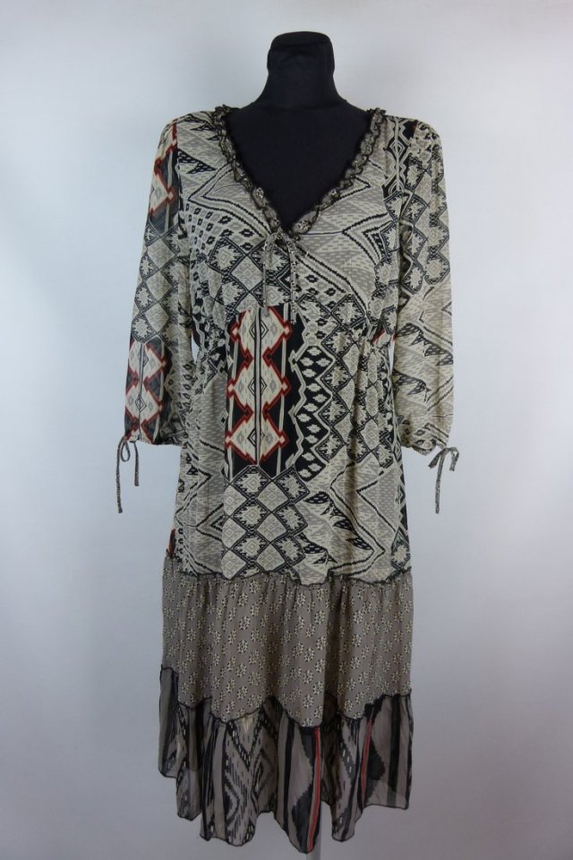 Marks Spencer letnia szyfonowa sukienka falbany 14 / 40