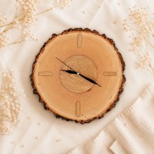 Zegar z plastra drewna, brzozy, drewniany plaster zegar ścienny oryginalny, rustykalny, boho, duży na ścianę, naturalny