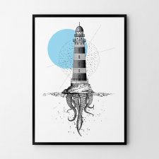 Plakat latarnia niebieska abstrakcja 30x40 cm
