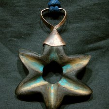 Zawieszka Wisior  - drewno / miedź / rozgwiazda / kwiat