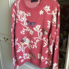 MARKS&SPENCER - SWETER Z HAFTEM - MOTYLE - 40