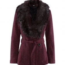 H&M - PŁASZCZ Z FUTRZANYM KOŁNIERZEM - 34