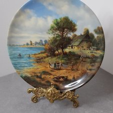 Porcelanowy Kolekcjonerski Talerz Tirschenreuth Rybacy na Wydmach Feldkamp