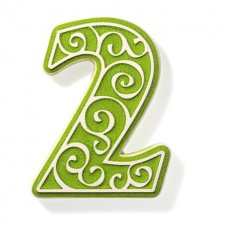 Numer domu, cyfra 2 jasnozielona, ceramiczne numery na dom