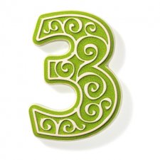 Numer domu, cyfra 3 jasnozielona, ceramiczne numery na dom