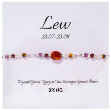 Bransoletka znak zodiaku Lew srebrne kulki