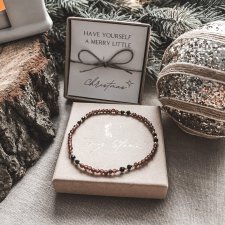 Bransoletka Burgundy z granatu i czarnego turmalinu ze świąteczną dedykacją
