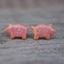 Ceramiczne kolczyki "Różowe świnki Piggy"