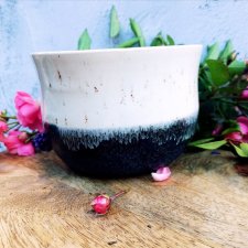 KAMIONKOWA CZARKA & OZDOBNY WORECZEK LNIANY ceramiczna filiżanka UNIKALNY PREZENT DLA KAWOSZA  polska ceramika hand-made GAIA-ceramika