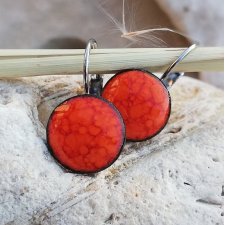 Pomarańczowe damskie kolczyki wiszące ENERGETYCZNE KOLCZYKI DŁUGIE minimalistyczna barwna BIŻUTERIA HAND-MADE GAIA -CERAMIKA