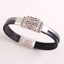 Bransoletka unisex srebrzysto-czarna
