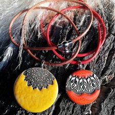 DWA NASZYJNIKI CERAMICZNE WYKONANE NA ZAMÓWIENIE DLA PANA WOJCIECHA ♥ PREZENT DLA ŻONY ♥ BIŻUTERIA AUTORSKA GAIA-CERAMIKA