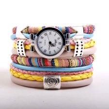 zegarek-bransoletka pastelowy w stylu boho