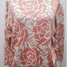 sweter vintage róże błysk