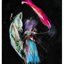 Dance 2 - Seria Taniec (A4) - rysunek ręcznie rysowany, pastele, markery wodne, baletnica grafika ręcznie wykonana, ballet fine art