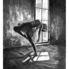 Dance 1 - Seria Taniec (A4) - rysunek baletnicy ręcznie rysowany ołówkiem, baletnica grafika, balerina, ballet fine art
