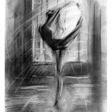 Dance 6 - Seria Taniec (A4) - baletnica grafika ręcznie wykonana, balerina, rysunek węglem, ballet fine art