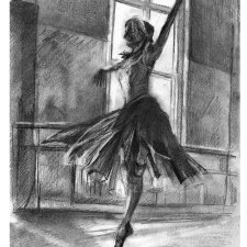 Dance 5 - Seria Taniec (A4) - szkic baletnicy ręcznie rysowany ołówkiem, baletnica grafika, balerina, ballet fine art
