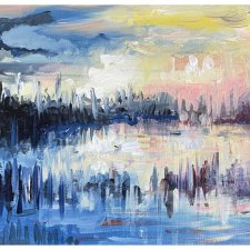 Jezioro I (Lake I - 30x40) - obraz ręcznie malowany na płótnie, do salonu, do sypialni, pejzaż