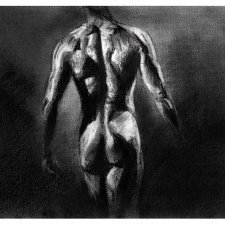 AKT 11 (A4) - rysunek ręcznie wykonany, węgiel drzewny, akt męski, fine art nude