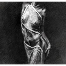 AKT 15 (A4) - rysunek ręcznie wykonany, węgiel drzewny,  akt kobiecy, akt artystyczny, fine art nude