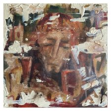Król Artur - Upadek Camelotu ( 39x39) - obraz abstrakcyjny, obraz strukturalny ręcznie malowany na płótnie, akryl strukturalny