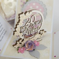 20 rocznica ślubu, porcelanowe gody, exploding box, kartka 3d