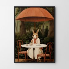 Plakat Przerwa na herbatę  - format 30x40 cm zajączek grafika ilustracja